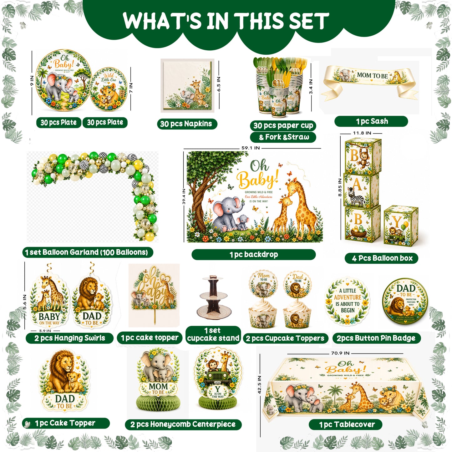 Safari Baby Shower Decorations Kit